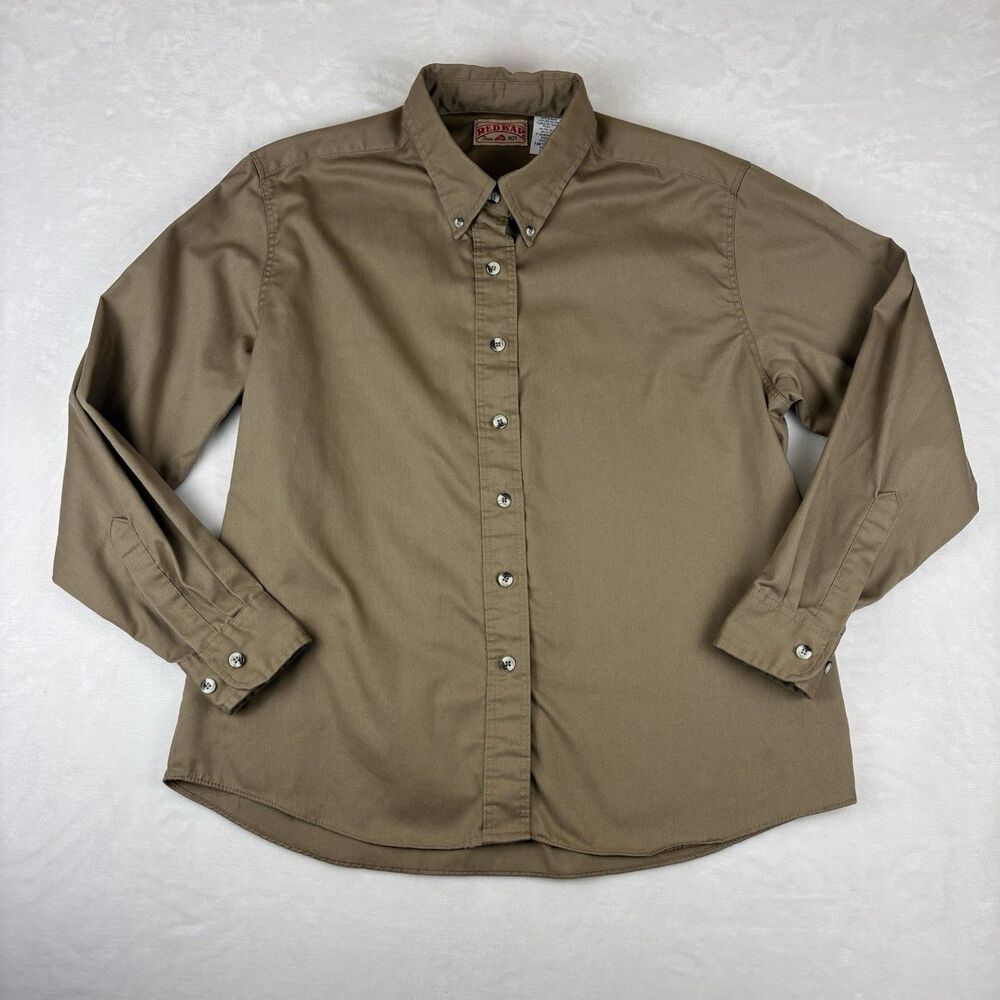 Red Kap Work Shirt Men’s 18-RG Khaki Long Sleeve Button Up Utility Workwear VTG